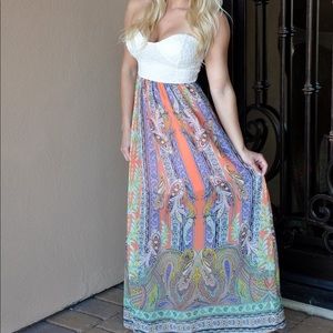 Strapless lace top dress